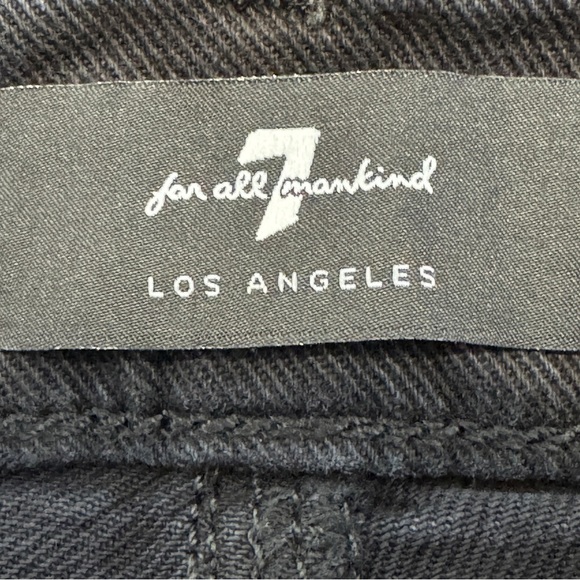 7 For All Mankind Tall Boot Black Distressed Jeans Size 27 - Picture 6 of 9